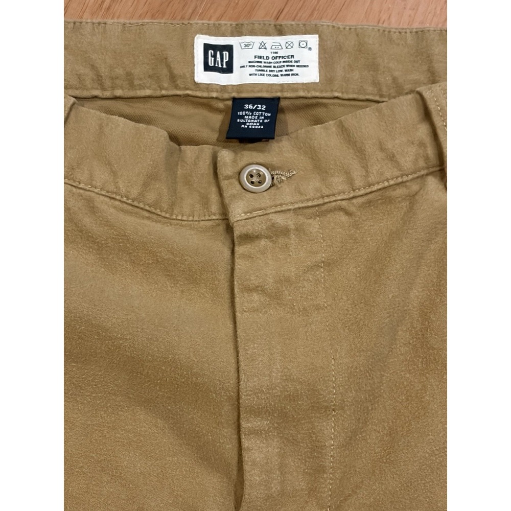 Vintage Gap Field Officer Pants 36x32 Tan Military Wide Leg Baggy Chamois Y2K - Picture 4 of 13